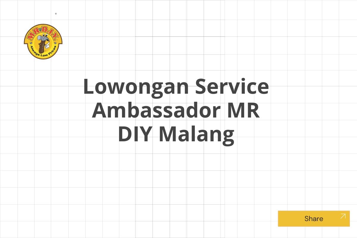 Lowongan Service Ambassador MR DIY Malang